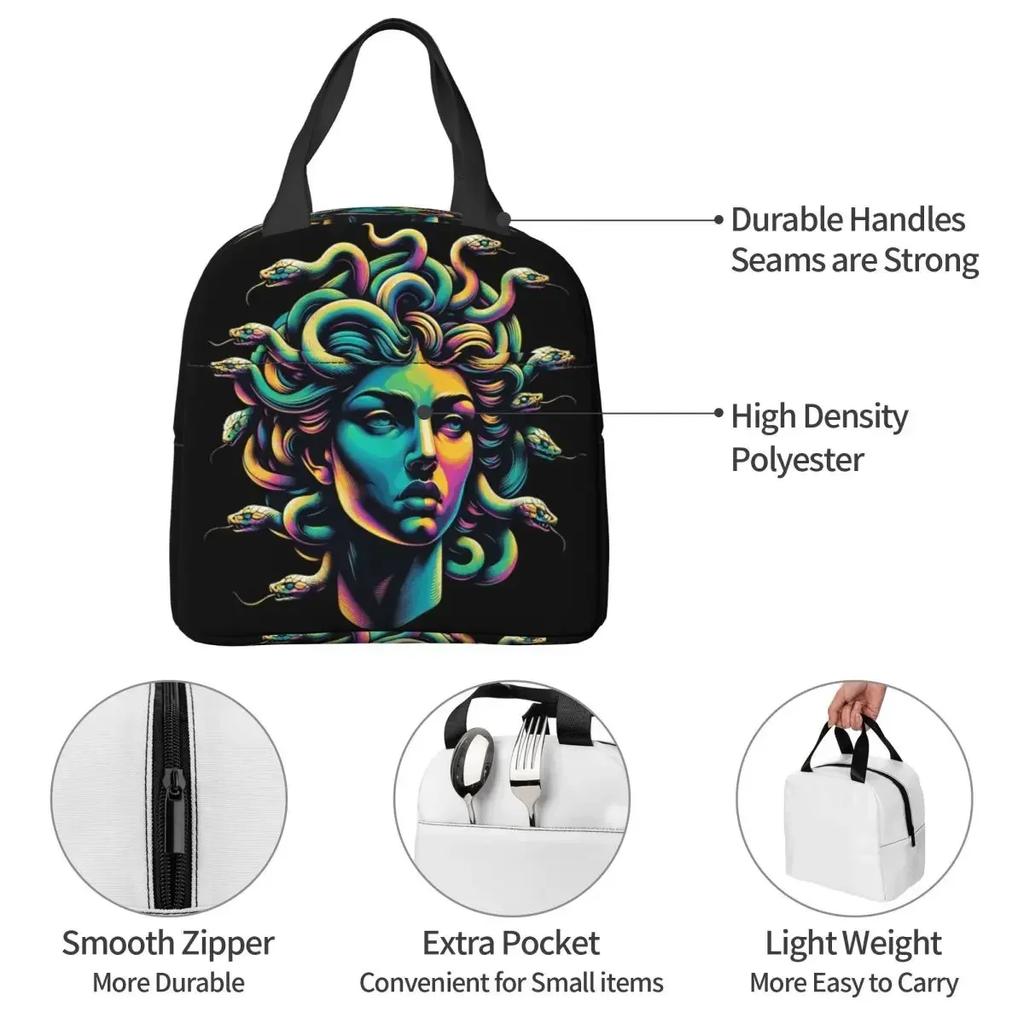 Design Medusa Gorgon Greek Mythology Insulated Lunch Bag for Kids School Cooler Thermal Food Box Tote Lunch Boxes Container