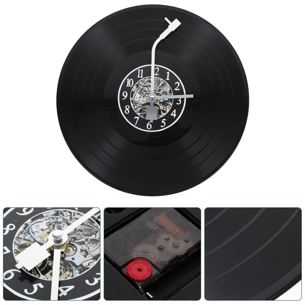 Homoyoyo Schallplatten Wanduhr, 12 Zoll, 335g, Retro Dekor, Leise Wanduhr für Schlafzimmer/Wohnzimmer, Einfache Installation, Innenwanduhr
