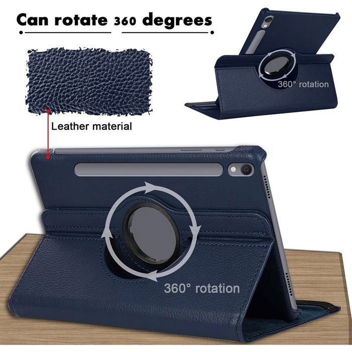Coque de Protection - BOOLING - Samsung Galaxy Tab S10 FE/S9 FE - Rotatif 360° - Multi-Angle - Bleu Marine