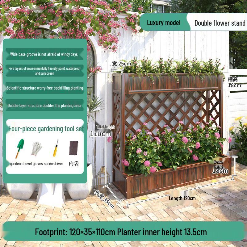 Nuoshuer Outdoor Solid Wood Planter Box with Partition