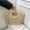 Summer 2026 Handmade Beach Bag Hollow out Woven Handheld Bag Trend Leisure Style Large Tote Bag Beach Vacation Women's Hand Bag