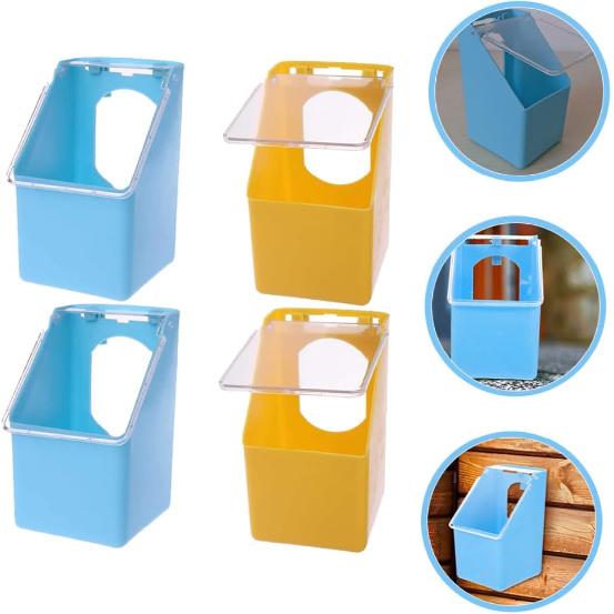 Milisten 4pcs Quail Feeder Bird Feeding Bowl for Pigeons and Pet Birds Hanging Design Washable and Reusable for Bird Cage Supplies and Food