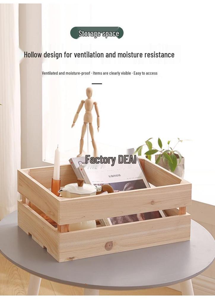 Caixa de Exibição e Armazenamento com Ripas de Madeira Maciça para Decoração e Adereços de Fotografia