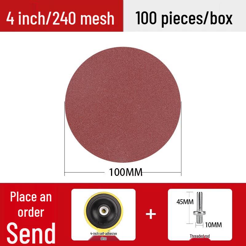 4-Inch Self-Adhesive Flocking Sandpaper Discs for Electric Drill & Angle Grinder – 100mm Polishing & Woodworking Tool.
