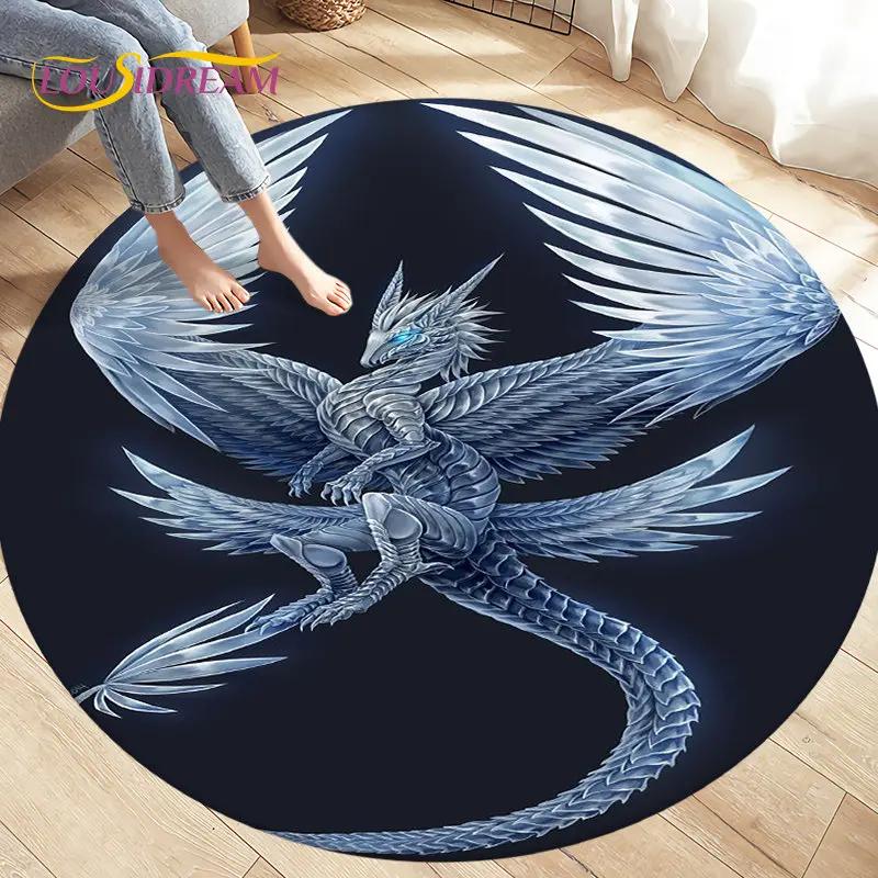 

3D Cartoon Mysterious Dragon Area Rug,Round Carpet Rug for Living Room Bedroom Sofa Decoration,Kid Play Game Non-slip Floor Mat 60cm