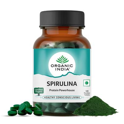 Spirulina 120 Tablets Plant-Based Protein Superfood Boost Stamina Hair Skin Nails Daily Nutrition