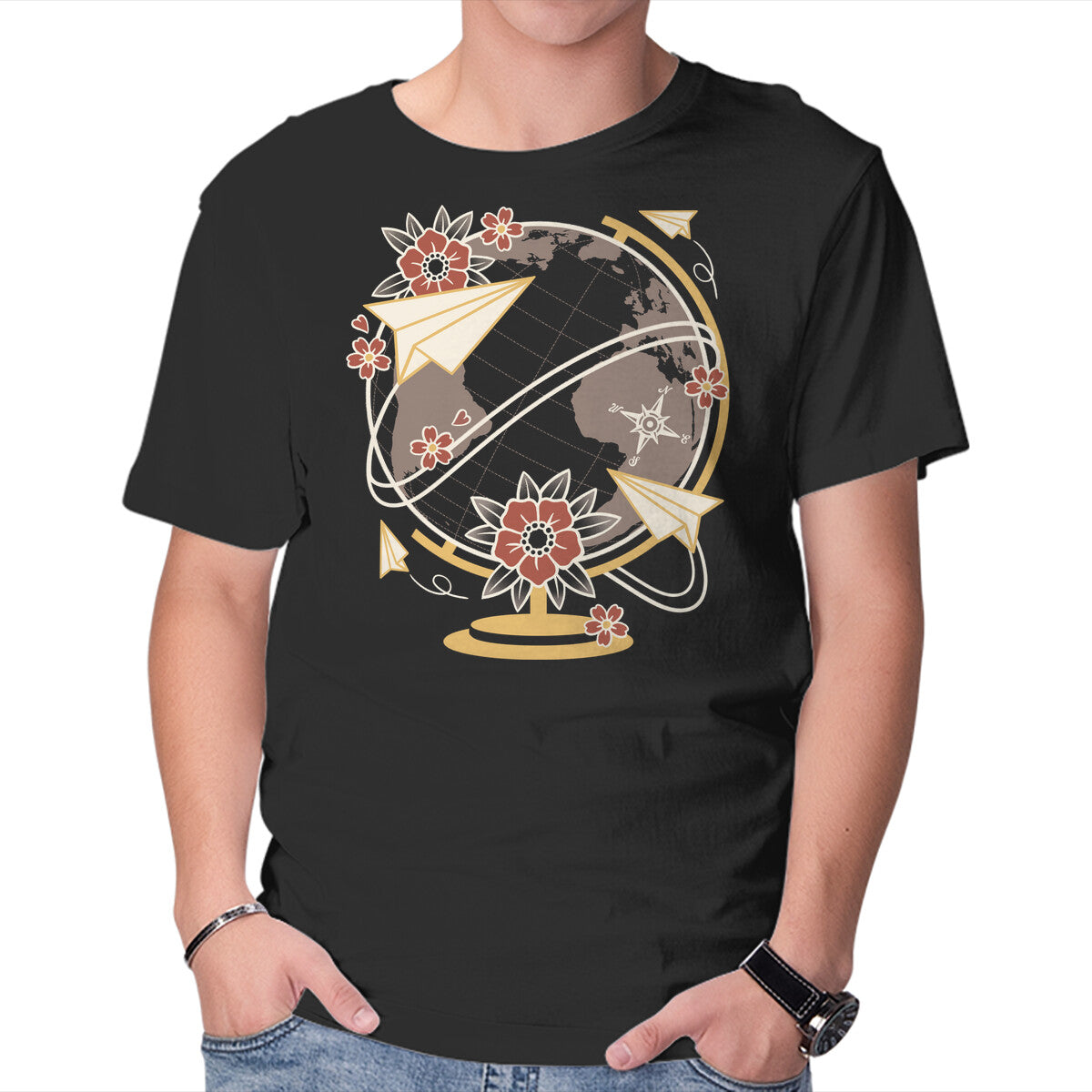 Unisex Crew Neck T-Shirt Origami Airplane Graphic Short Sleeve Casual Tee XXXL