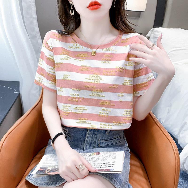 Women's White Short Sleeve Loose Fit Summer T-shirt - Plus Size, Slimming, Straight Shoulder Design