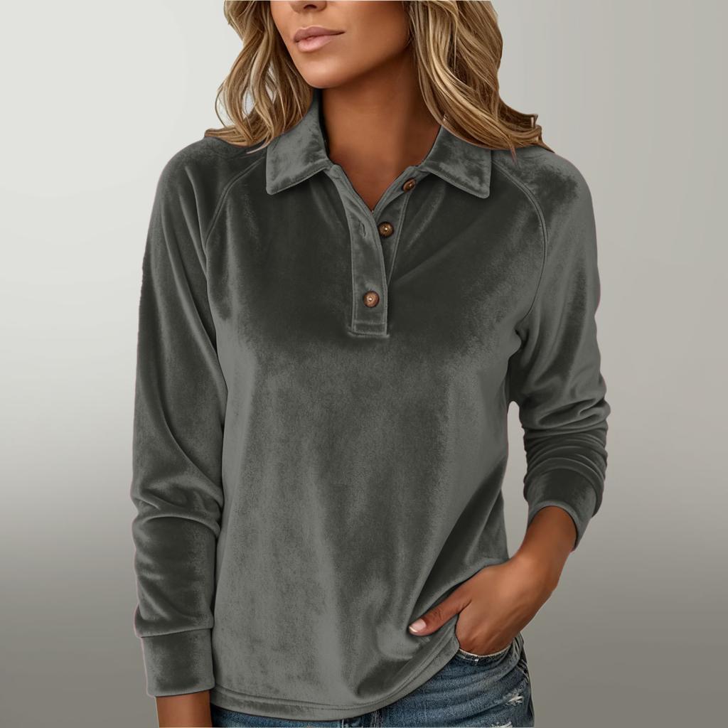 Women's Asymmetrical Long Sleeved Collar Shirt Top