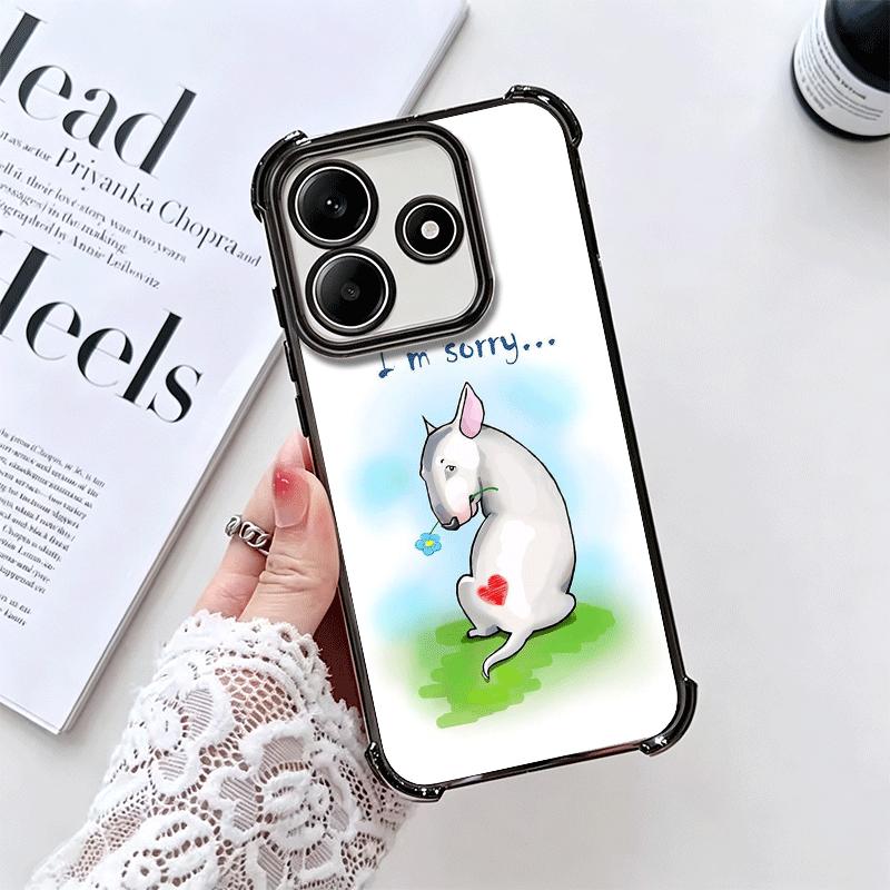 Perro Bull Terrier Lindos Cachorros Funda de Teléfono con Chapado Para Xiaomi Redmi Note 14 15 Pro Plus 13 12 11 11S 11T 10 9S 9 5G Anti-Caída Aira