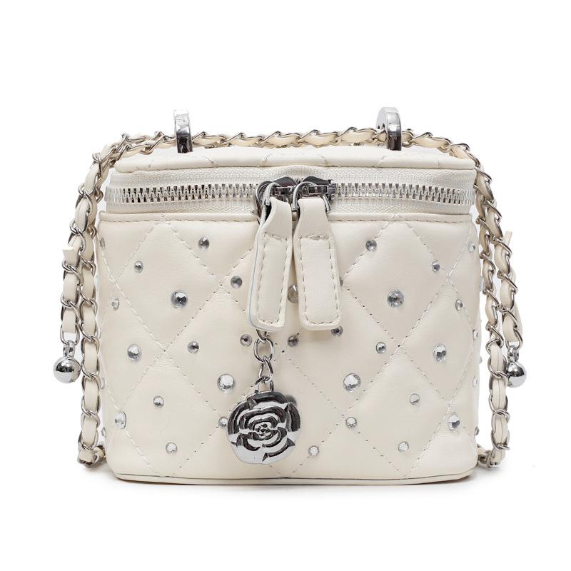 Rhombus chain small bag women's new high-end bright diamond box bag shoulder messenger bag