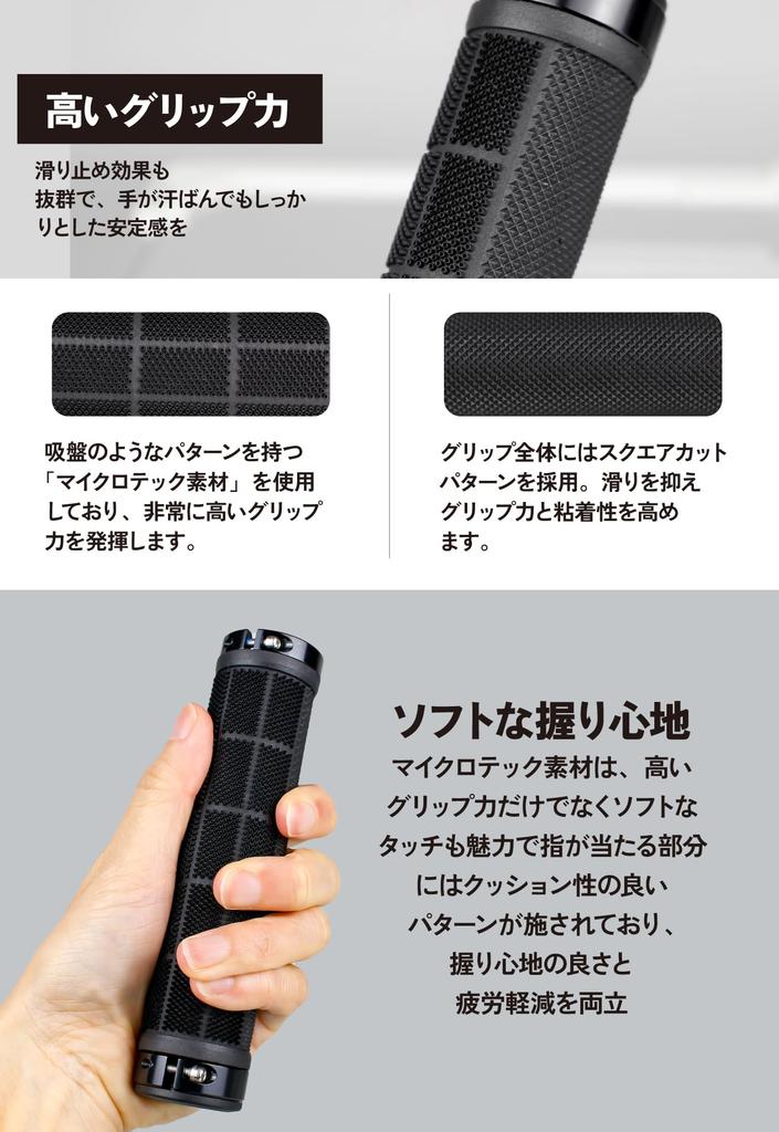 GORIX Bicycle Round Handlebar Grips with Double Shock Replacement Grips for Cross Bikes and MTBs Grips, [Non-sticky Material/High Grip], Lock-On,