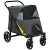 PawHut Dog Stroller Cat Trolley 4 Wheels One-Click Folding Safety Leash Load 30 Kg 112 X 67 X 100 Cm Dark Gray