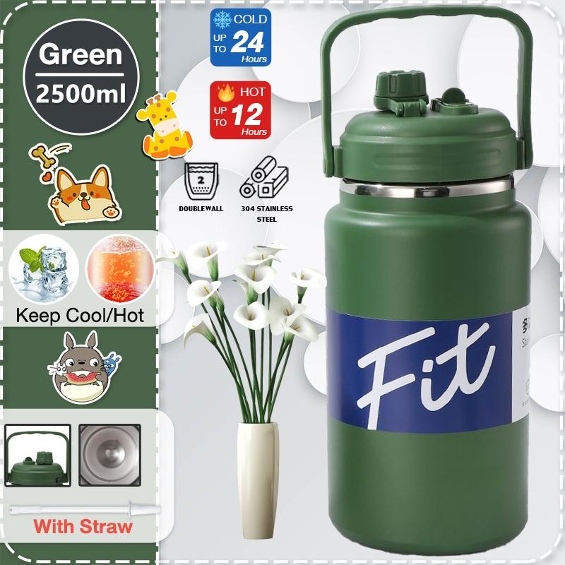 Vacuum Insulated Large Capacity Tumbler 2000/2500ml Stainless Steel Leakproof Water Bottle for Camping Hiking