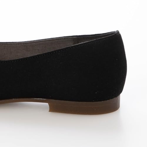 IK Plus Center Seam Stud Flat Pumps, 1625-11, Women's, Black Suede, Size 25.5 Cm, 2E
