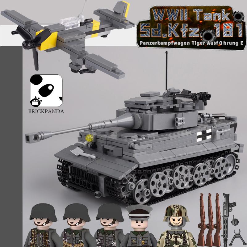 Bloques de Construcción Tanque Principal de Batalla Serie Militar WW2 Alemán Sd.Kfz. 181 Figuras de Soldados del Ejército Tanque Tigre Ladrillos Juguetes para Niños Regalos