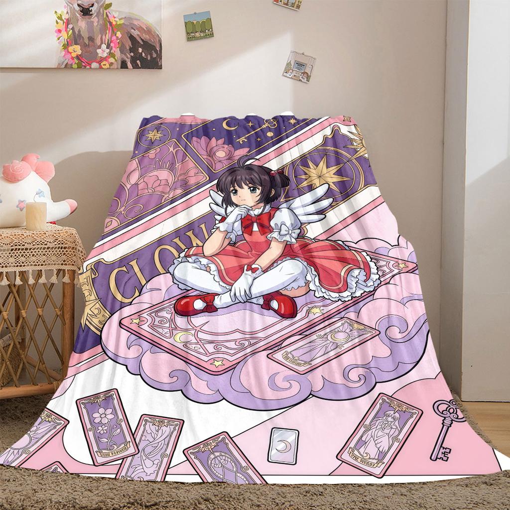 Cardcaptor Sakura Awesome Print Flannel Blanket, Cartoon Characters for Bed, Cozy Home Decor for Sofa, Travel Throw_LIAN