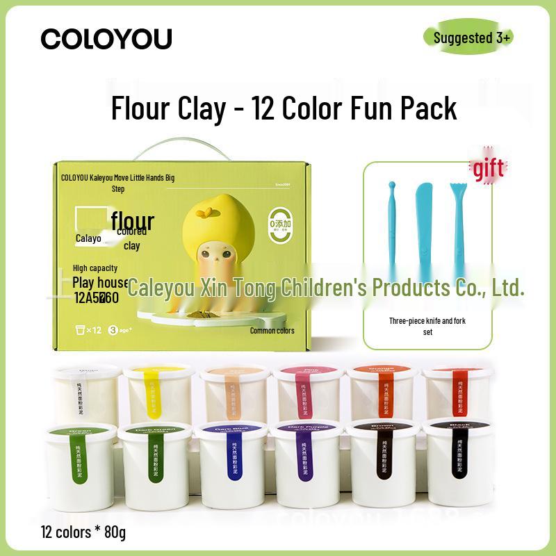 Caloyou 12-Color Non-Toxic Flour Clay Play Pack for Kids