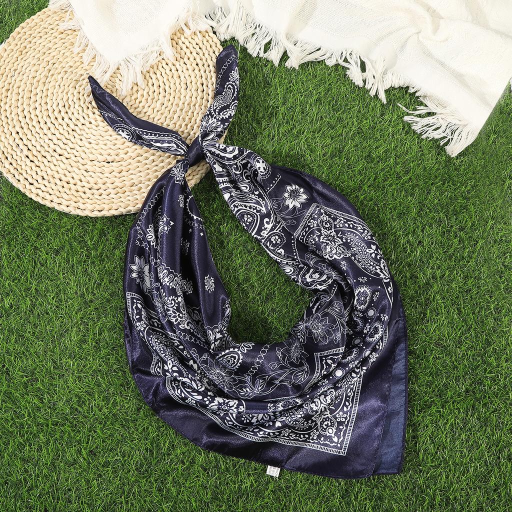 Floral Print Square Hair Scarf Headband for Women Hijab Hair Bands 90cm Female Satin Shawl Ribbon Foulard Neckerchief Headband