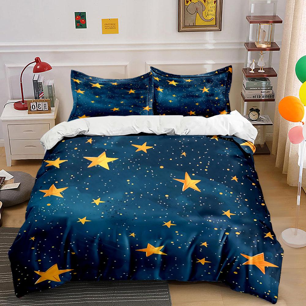 Set Biancheria da Letto Notte Stellata Copripiumino Copripiumino Federe (1 * Copripiumino 2 * Federe, senza piumino)