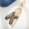 Leopard Letter Keychain for Women, PU leather Initial Letter Keyring Keychain Accessories Purse Handbags Charm
