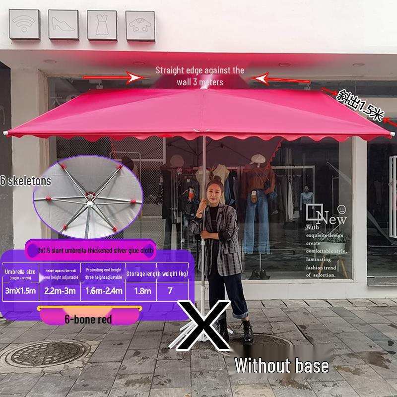 Foldable Outdoor Commercial Sunshade Umbrella with Tilt and Awning