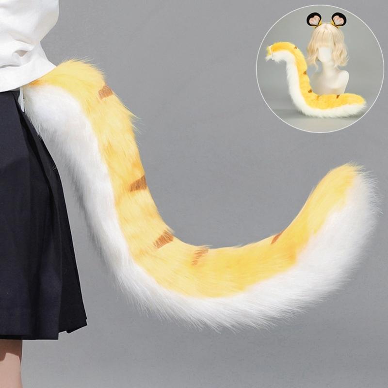2Pcs Tigers Cats Wolf Foxes Tail Ears Headband Set Halloween Christmas Fancy-Party Costume Toy for Woman Men Cosplay