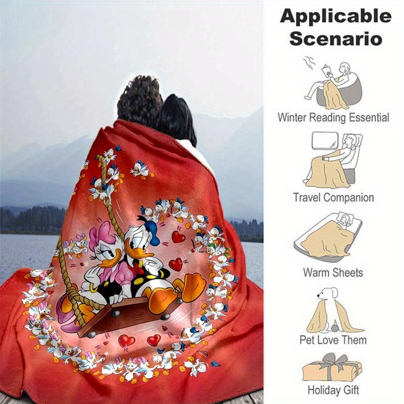 1pc, Donald Duck & Daisy Duck Romantic Swing Throw Blanket Home Decor, Couch Cover, Outdoor Blanket, Gift Idea, Flannel Blanket