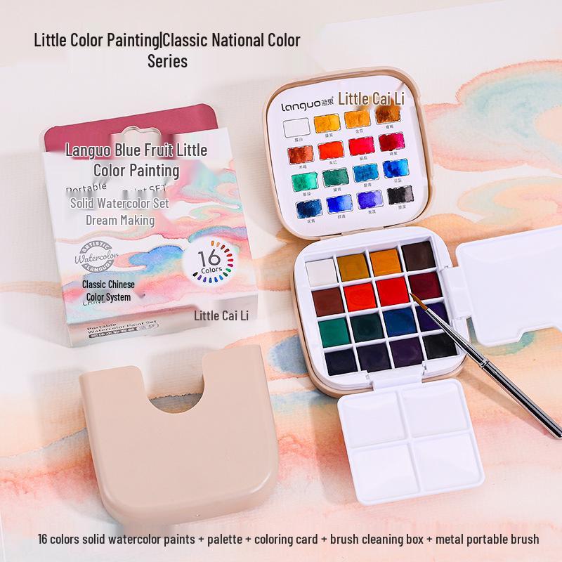 

Blue Fruit Mini Portable Watercolor Set for Students - Compact Art and Painting Palette