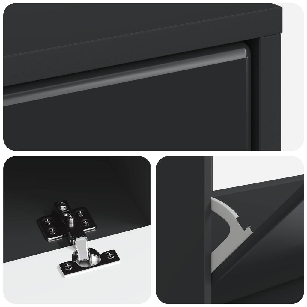 Shoe Cabinet BREDA 78 X 24 X 103 Cm Engineered Wood Black