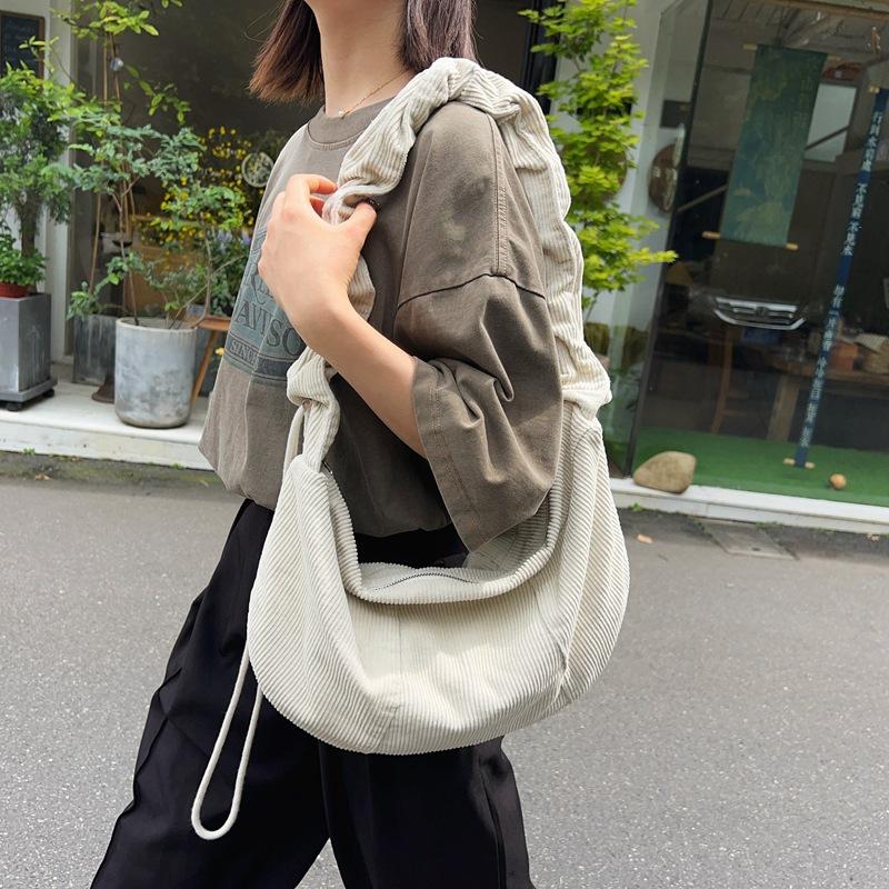 Leichte Cordtasche, einfarbig, Umhängetasche für Damen, Reise-Umhängetasche