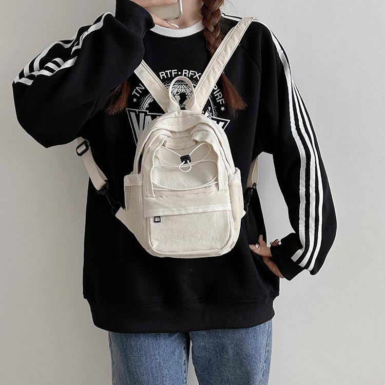 Schoolbag new high-value drawstring contrasting backpack large-capacity sports backpack schoolbag travel bag college style bag