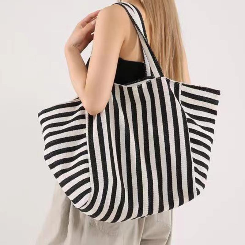 Korean Version Large Capacity Tote Bag New Fashion Striped Tote Bag Shoulder Bag