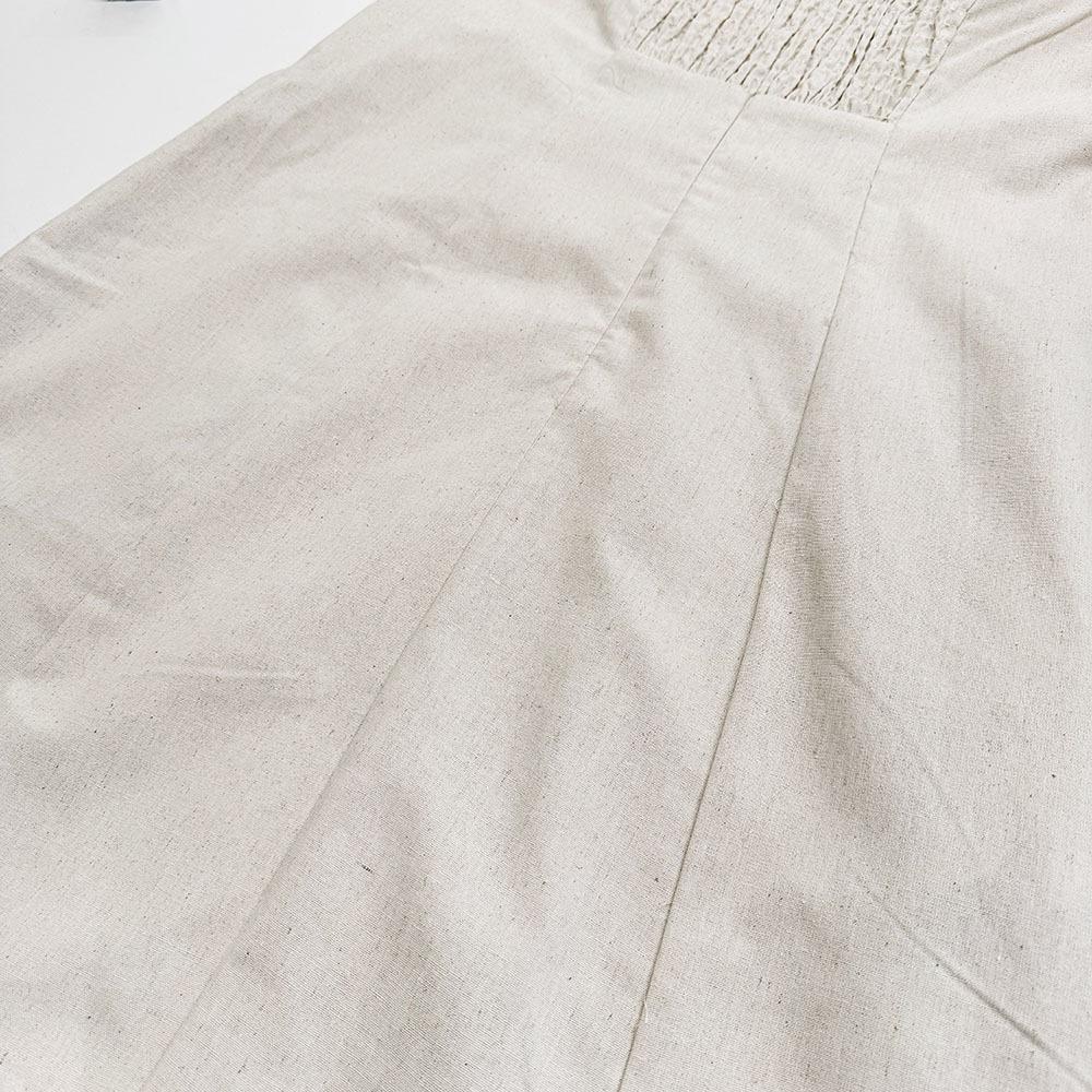 Summer New Vacation Style French Dress Khaki Cotton Linen Strapless Backless Long Dress for Women