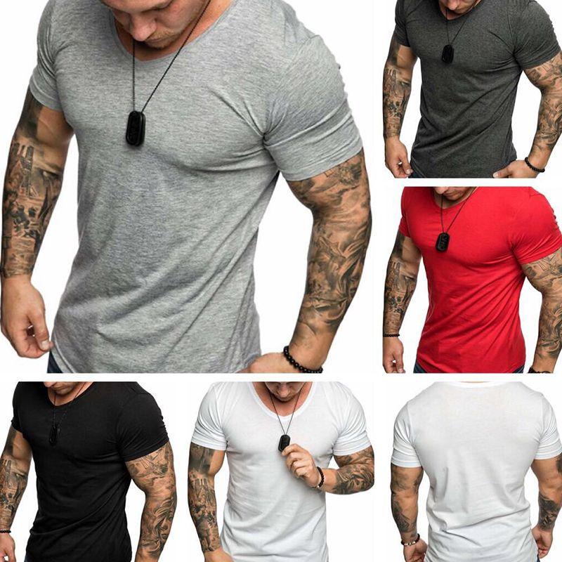 Fashion Men's Casual Fit Short Sleeve Slim Muscle Bodybuilding T-shirt Tee Tops For Ultimate Comfort