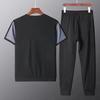 2Pcs/Set O-Neck Short Sleeve Casual Outfit Elastic Waistband Drawstring Pockets Men Patchwork Color T-shirt Jogging Pants Set Streetwear