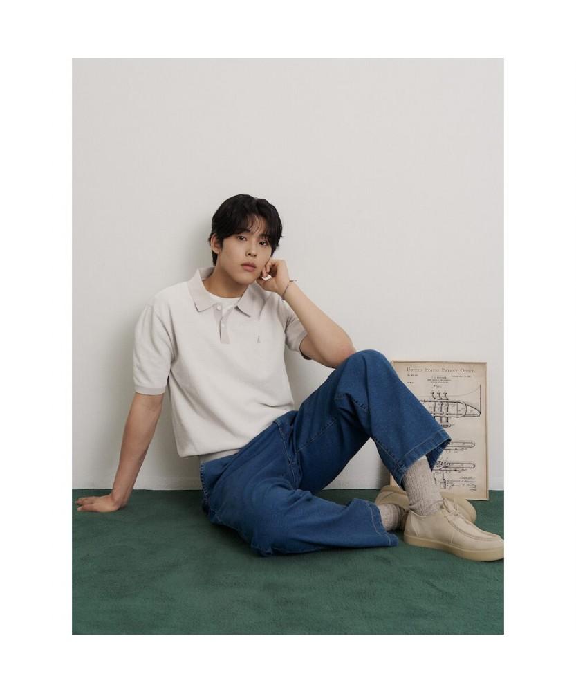 Binpolmen Two-Tone Textured Collar Neck Knit Beige