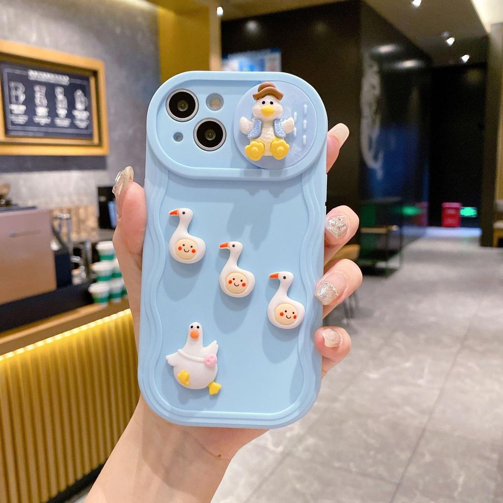 Wavy Push Windows Suitable for Apple 15 Sliding Windows DIY Duck Soft Shell IPhoneX/16 14 Soft Shell Mobile Phone Case