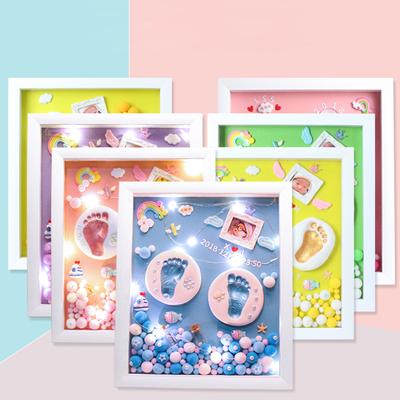 Newborns Foot Print Photo Frame 3D Foot Print Molds Photo Frame Baby Molds With Light Soft Clay DIY Handprints Infant Souvenir
