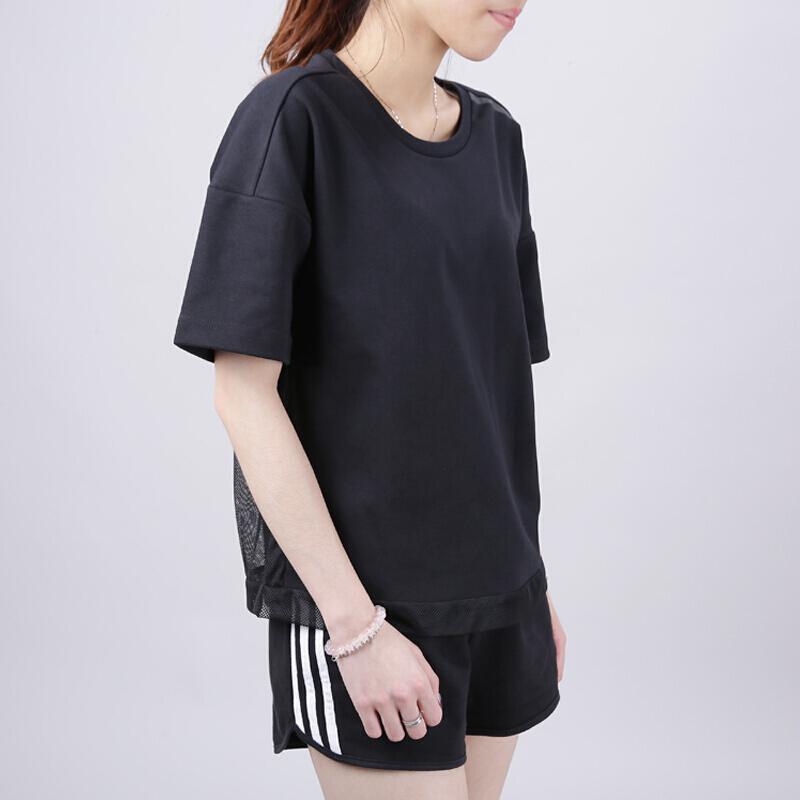 adidas Sports Lifestyle Serie Einfarbig Schlicht Rundhals Bequemes Kurzarm T-Shirt Damen T-Shirts Schwarz CG2082