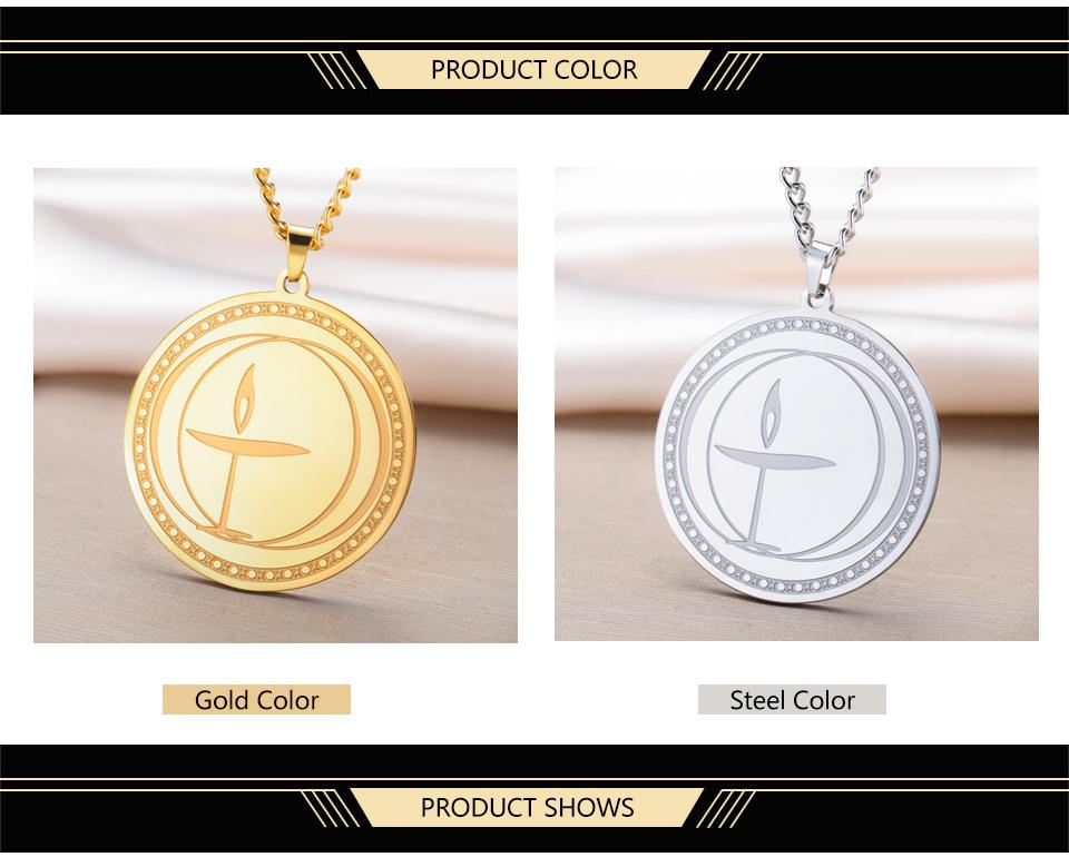Dawapara Unitarian Universalist Chalice Necklace for Men Women Flame Symbol Talisman Pendant Stainless Steel Jewelry