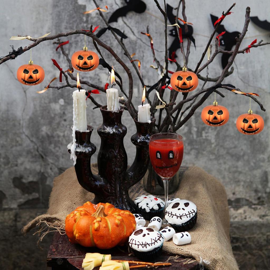 Halloween Ornaments For Tree Pumpkin Halloween Tree Decorations Horror Smile Pendants For Christmas Yard Wall Fireplace Door