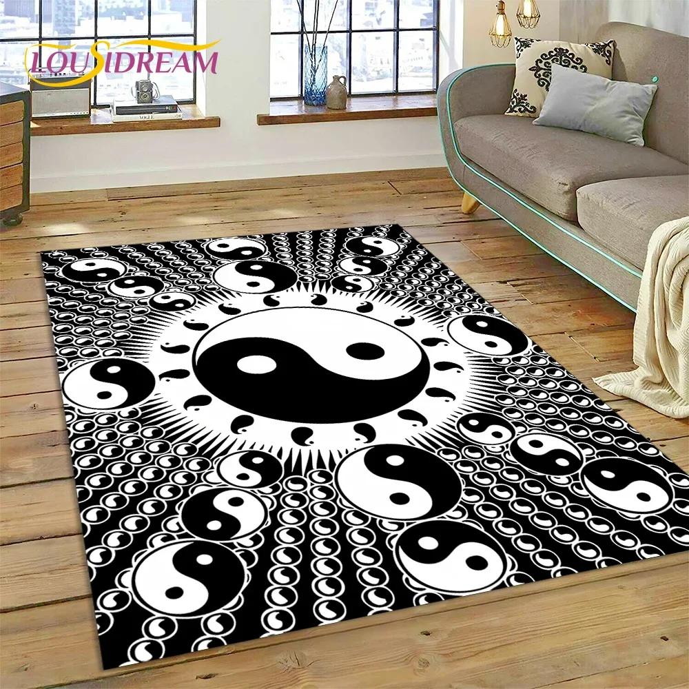 Alfombra Alfombrilla Decorativa 3D Yin Yang Naturaleza China Tai Chi Bagua para Decoración de Sala de Estar Dormitorio, Antideslizante para Sofá Felpudo Regalo