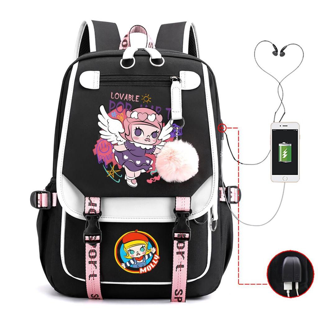 Printed fashion schoolbag college style junior high school high school students large capacity backpack