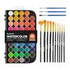 Shuttle Art Solid Watercolor Paint, 48 Color Set, Solid Watercolor, Watercolor Paint, 13 Brushes, Palette, Transparent, Easy To Melt, Quick Drying,