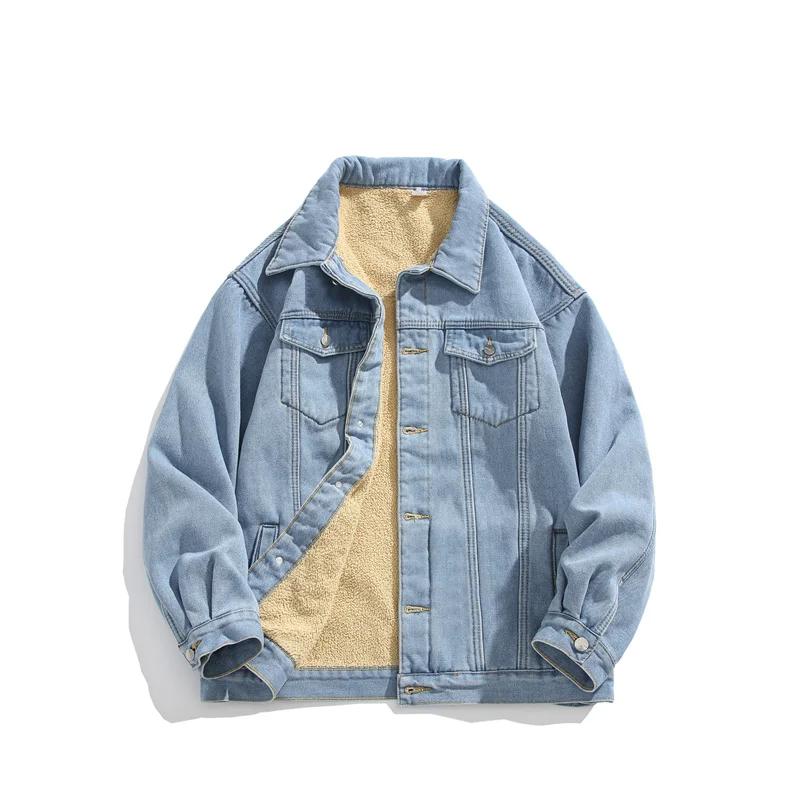 2025 Pánské zimní džínové bundy Streetwear Kovbojské svrchní oblečení Teplé džínové kabáty Nové pánské vlněné podšívky Silná fleecová džínová bunda Pánské
