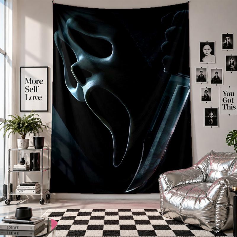 Wall TapestryScream Ghostface Art Hanging Cloth Decorative Background Cover for Room Decoration