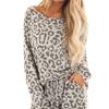 2Pcs Women Tracksuit Leopard Print Pants Sets Leisure Wear  Wear Suit