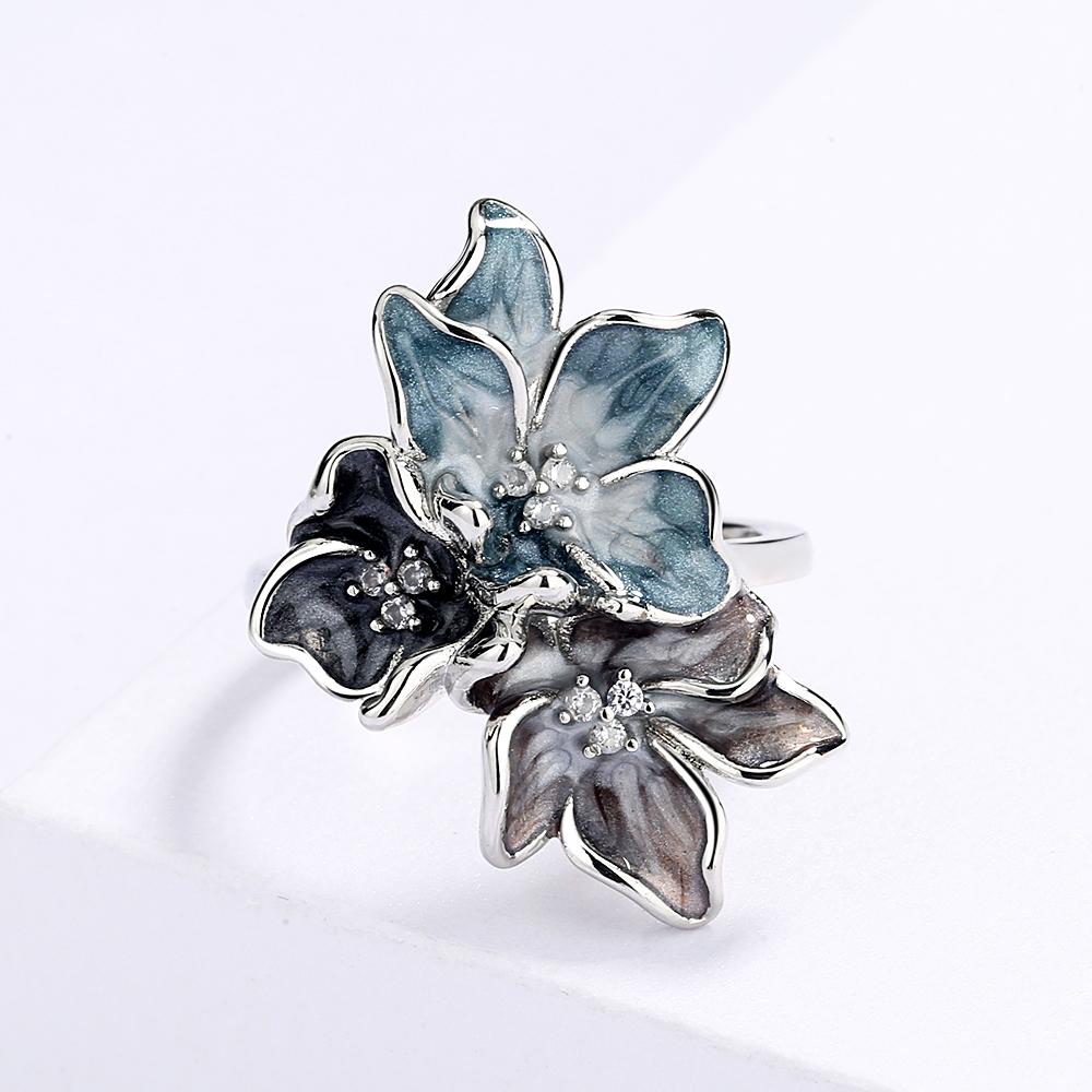 Bague créative en émail époxy bleu fait à la main, bijou pour femme, idéal pour une fête, un anniversaire ou un mariage