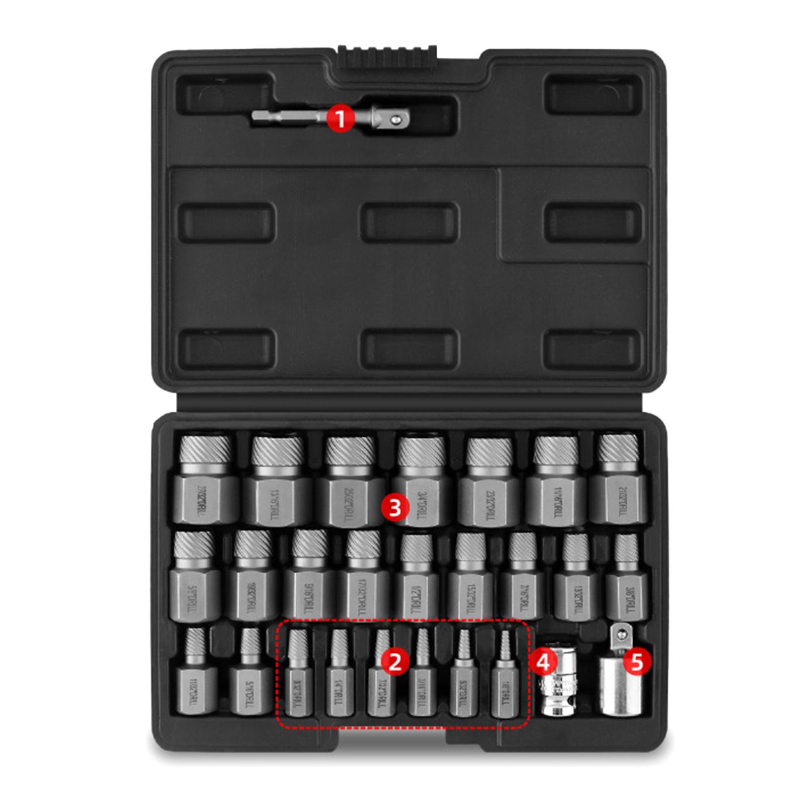 

Heavy Duty Universal Screw Extractor Removal Set Suitable for Rusty Damaged Bolts Nut with Storage Box Home Workshop Use